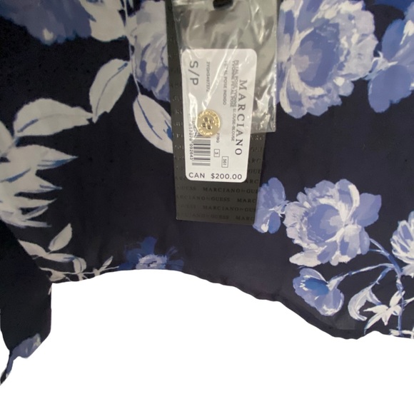 Marciano Floral 🌺 Pattern Silk Blouse with Balloon Sleeves - Size S - Picture 9 of 10